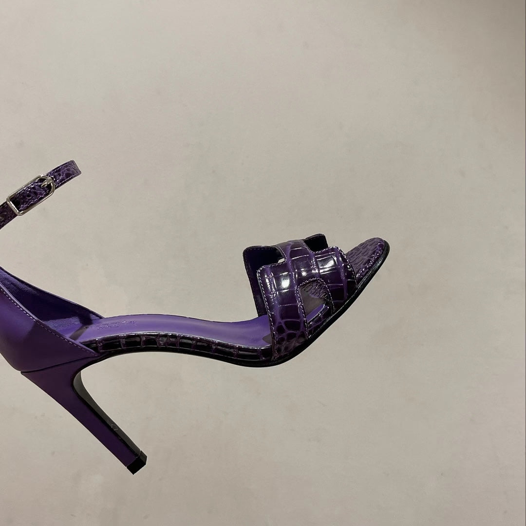 PREMIERE 115 SANDAL IN VIOLET PURPLE CROCODILE LEATHER
