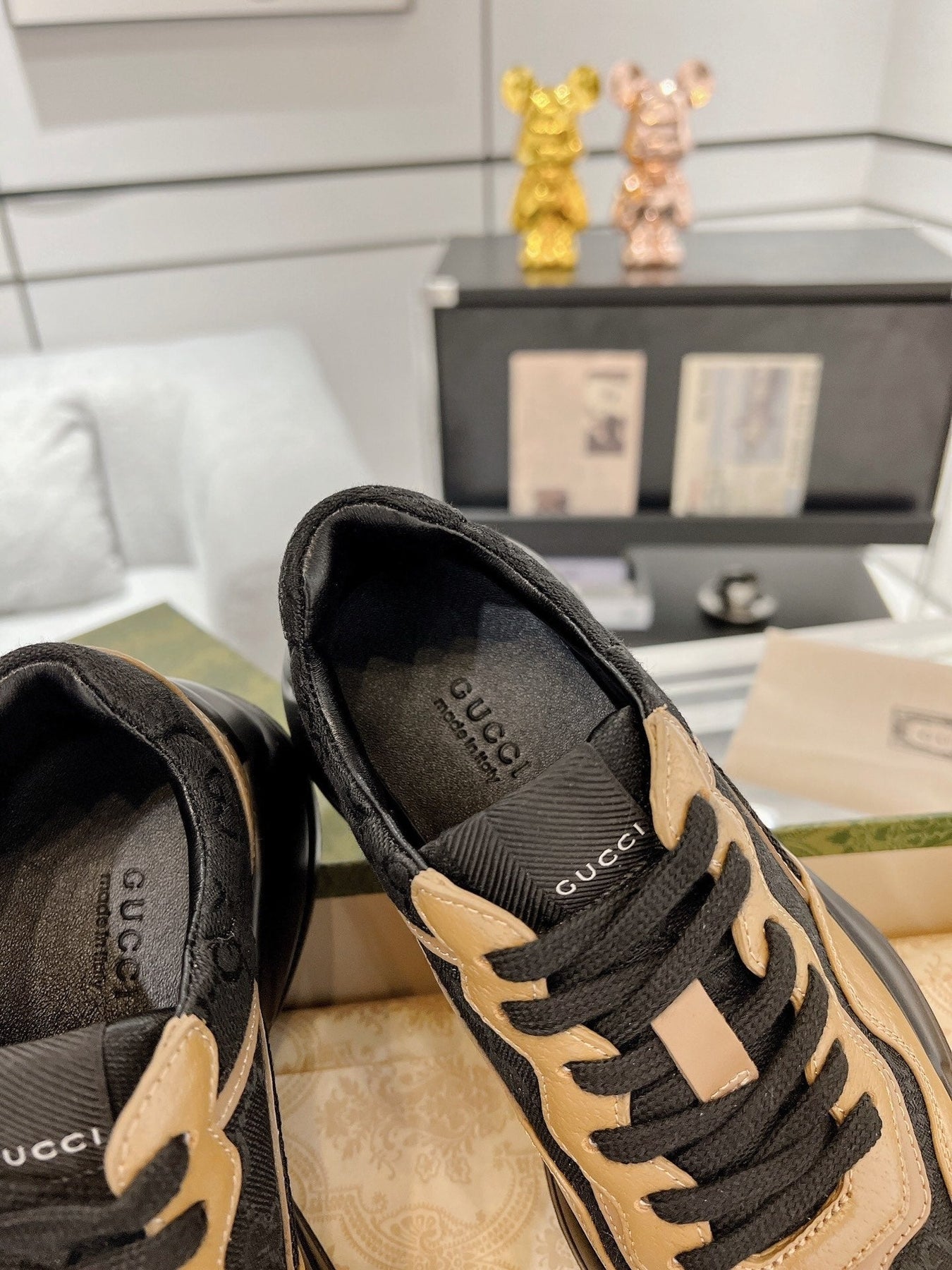 GG 100 RHYTON SNEAKER Black Caramel Brown