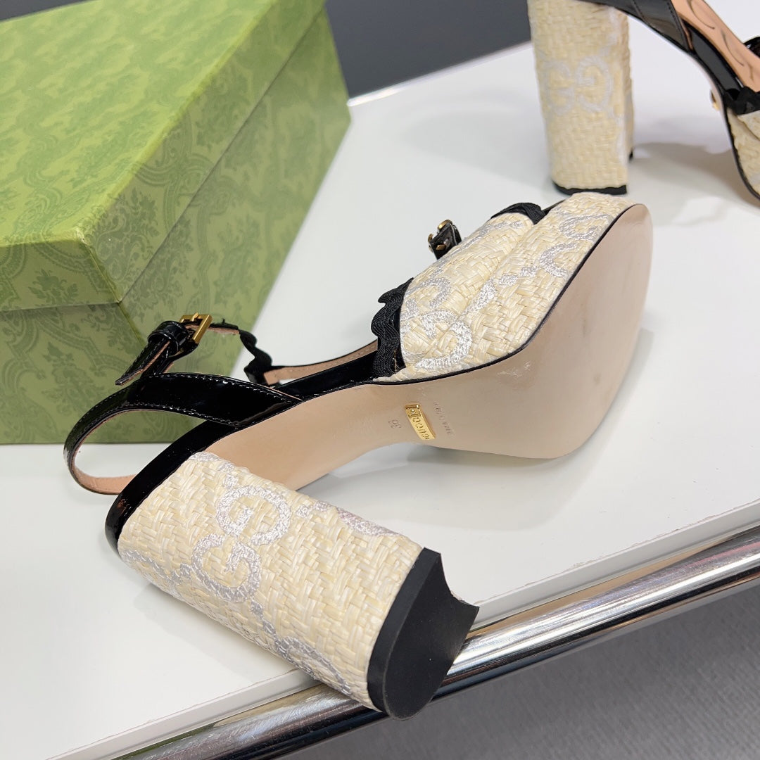 GG 105 HIGH HEEL SANDAL CREAM STRAW