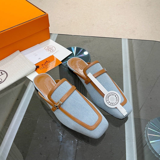 GROUPIE MULE TAWNY MIX SKY LAMBSKIN