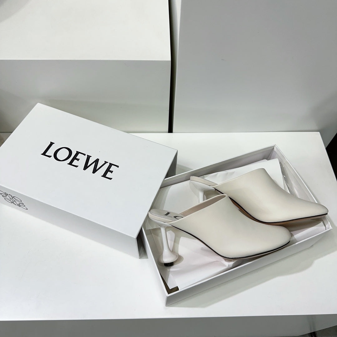 LW TOY MULE 95 WHITE CALFSKIN