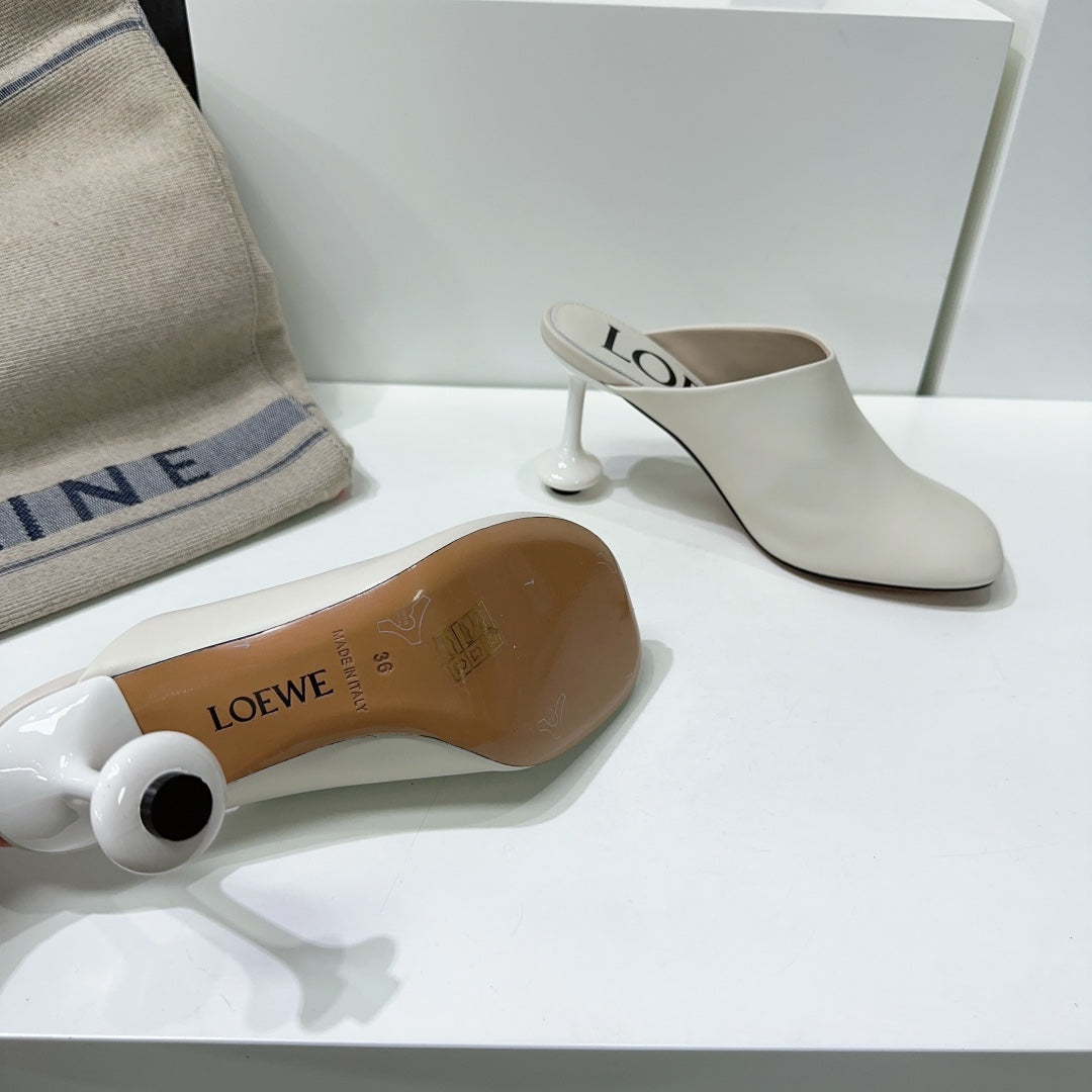 LW TOY MULE 95 WHITE CALFSKIN