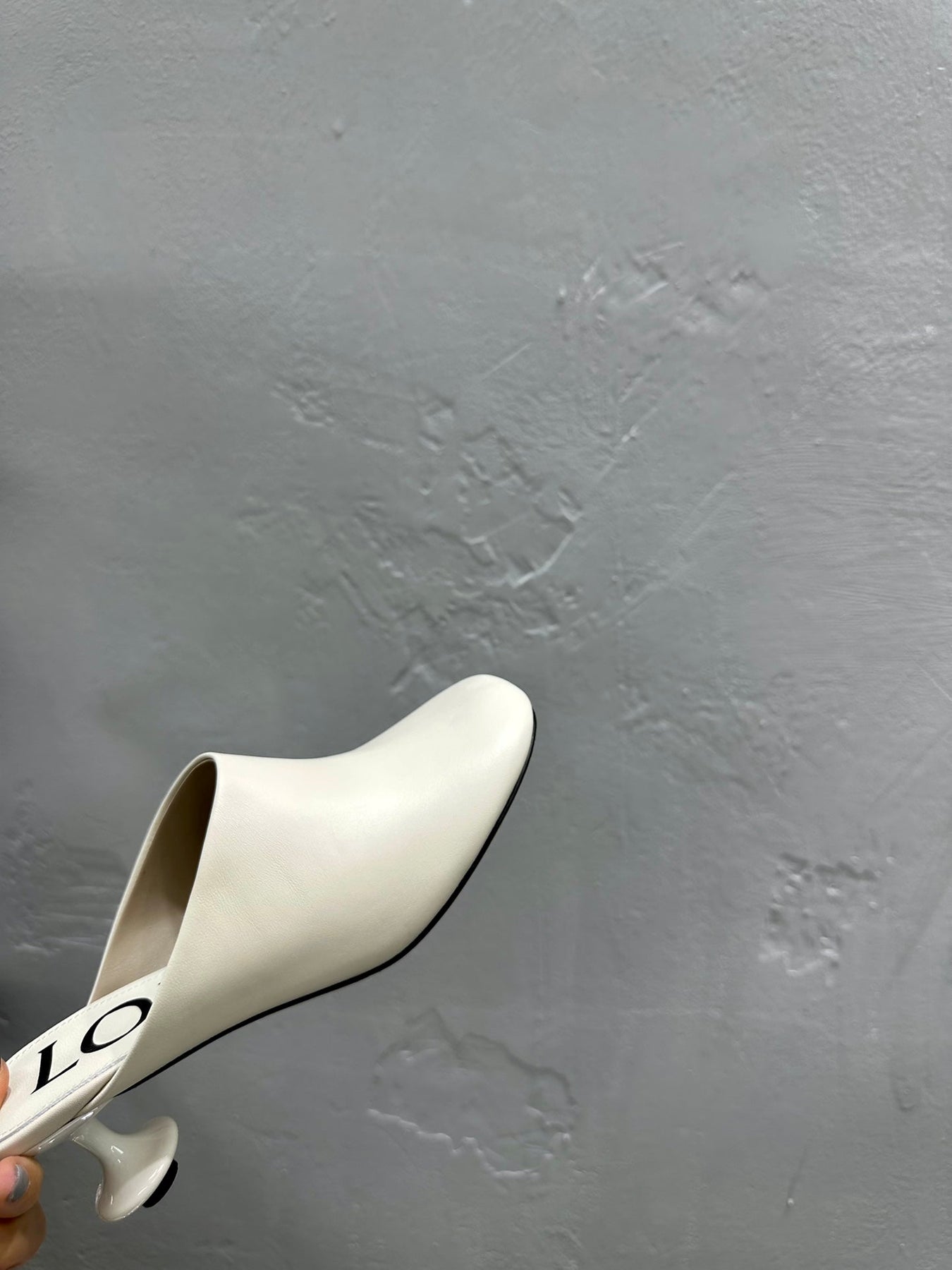 LW TOY MULE 55 WHITE CALFSKIN