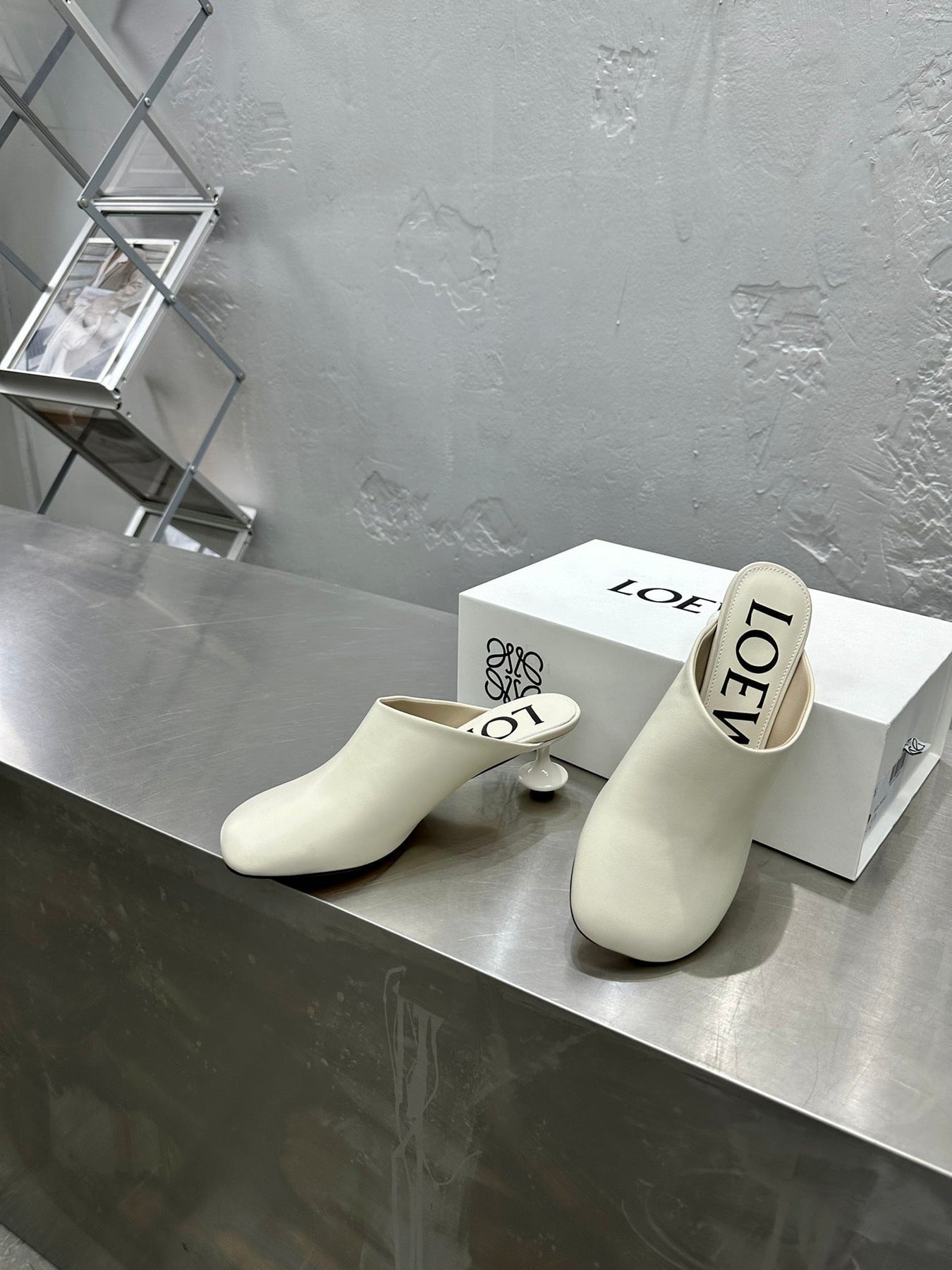 LW TOY MULE 55 WHITE CALFSKIN