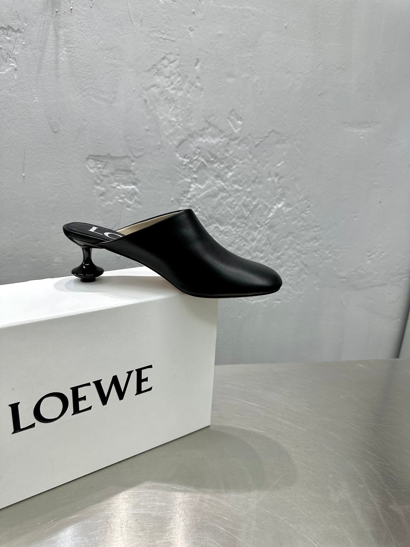 LW TOY MULE 55 BLACK CALFSKIN