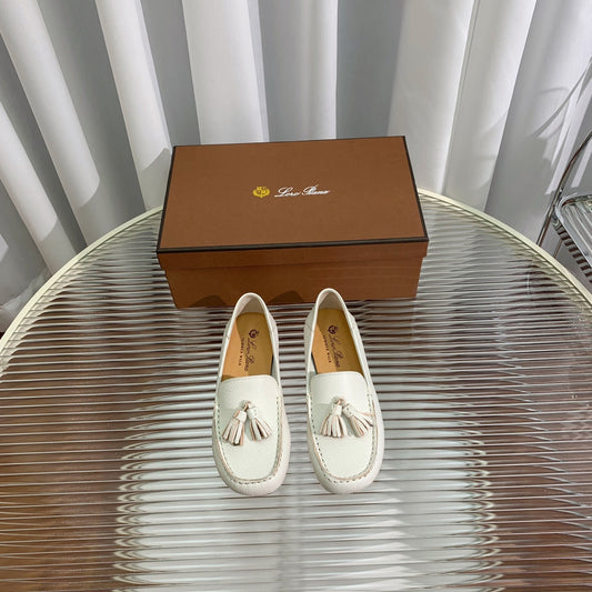 LP DOT SOLE WALK LOAFERS WHITE LAMBSKIN