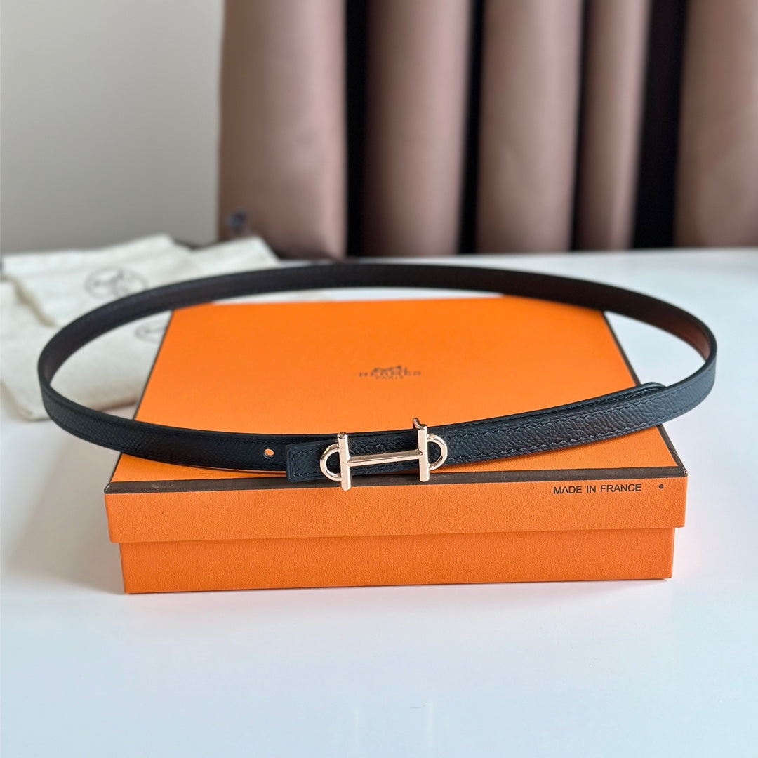 HM GAMMA BUCKLE & REVERSIBLE BLACK LEATHER STRAP 13MM COPPER HARDWARE