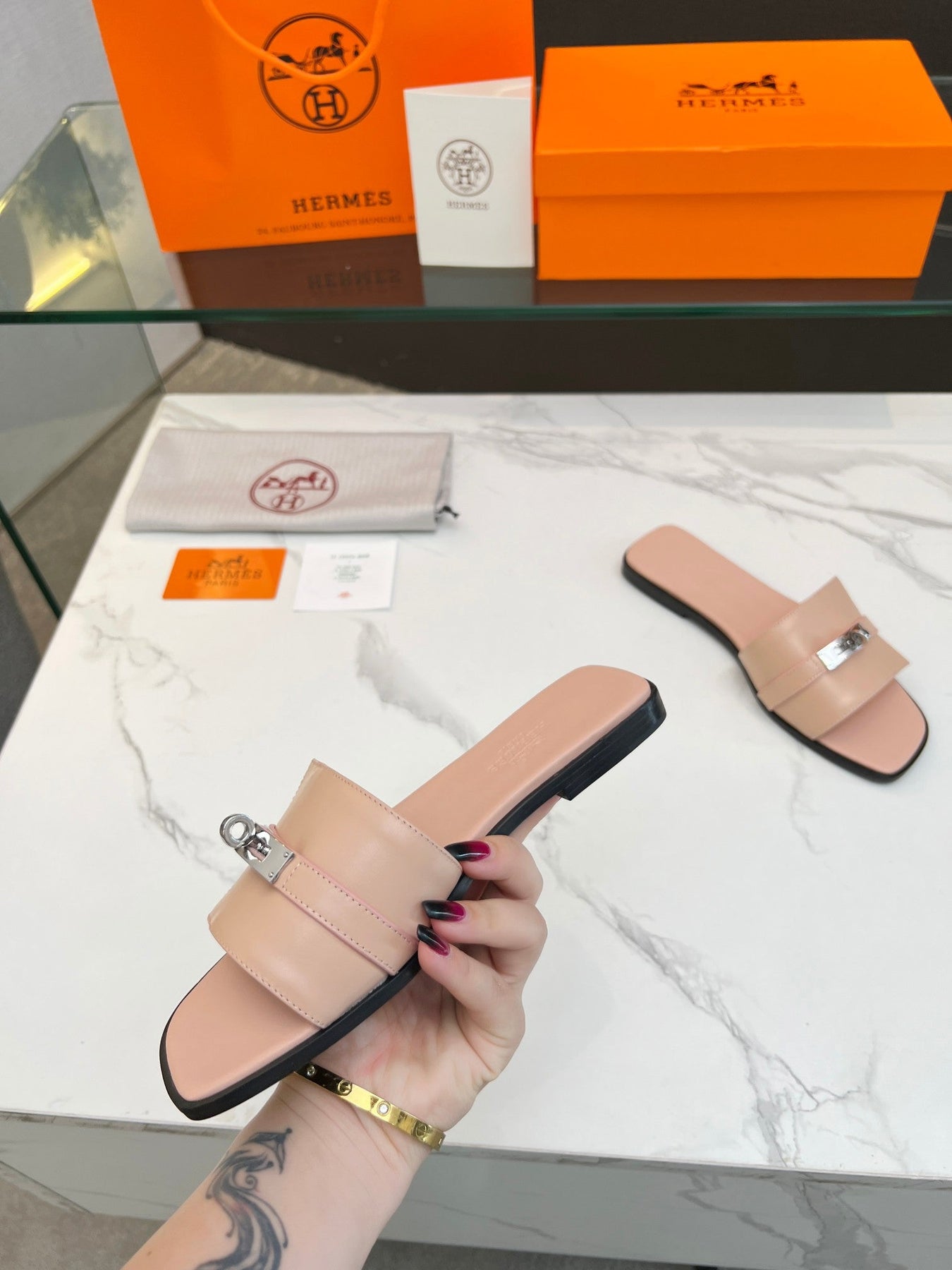 Giulia Sandal Rose Cannelle Calfskin