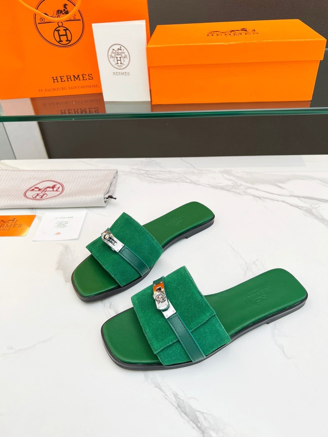 Giulia Sandal Green Suede Green Calfskin