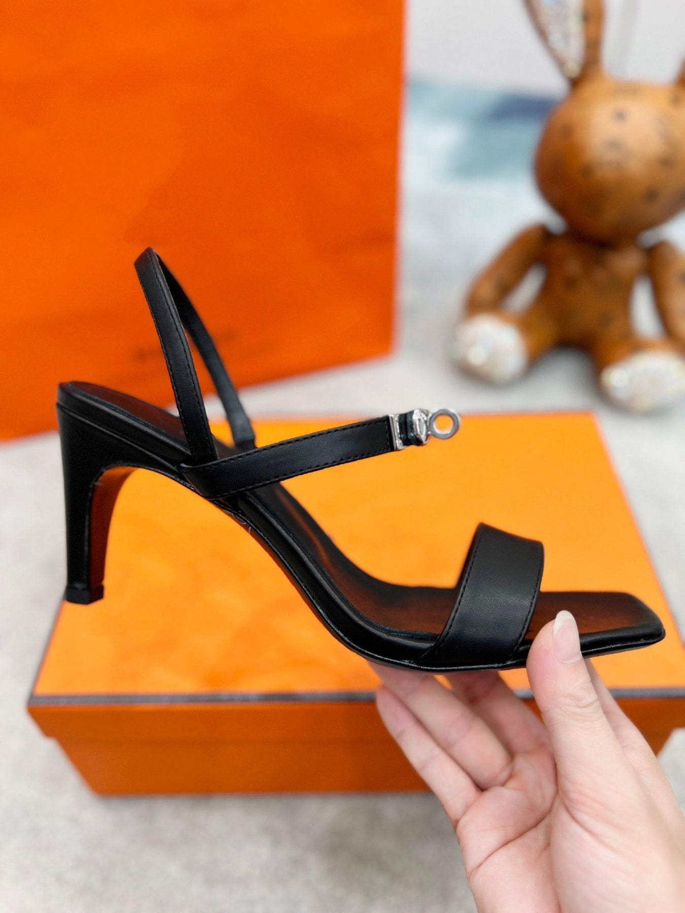 Glamour 75 Sandal Black Leather