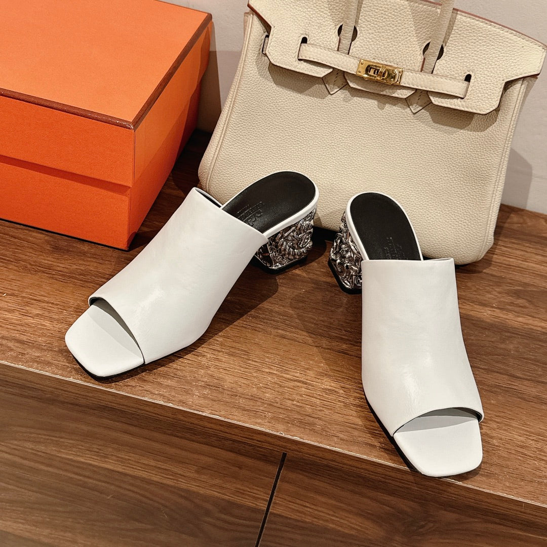 GLAM MULE 60 WHITE LAMBSKIN