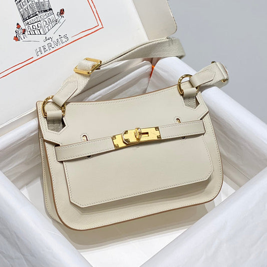 HM JYPSIERE SHOULDER BAG 23 IN BEIGE CALFSKIN GOLD HARDWARE