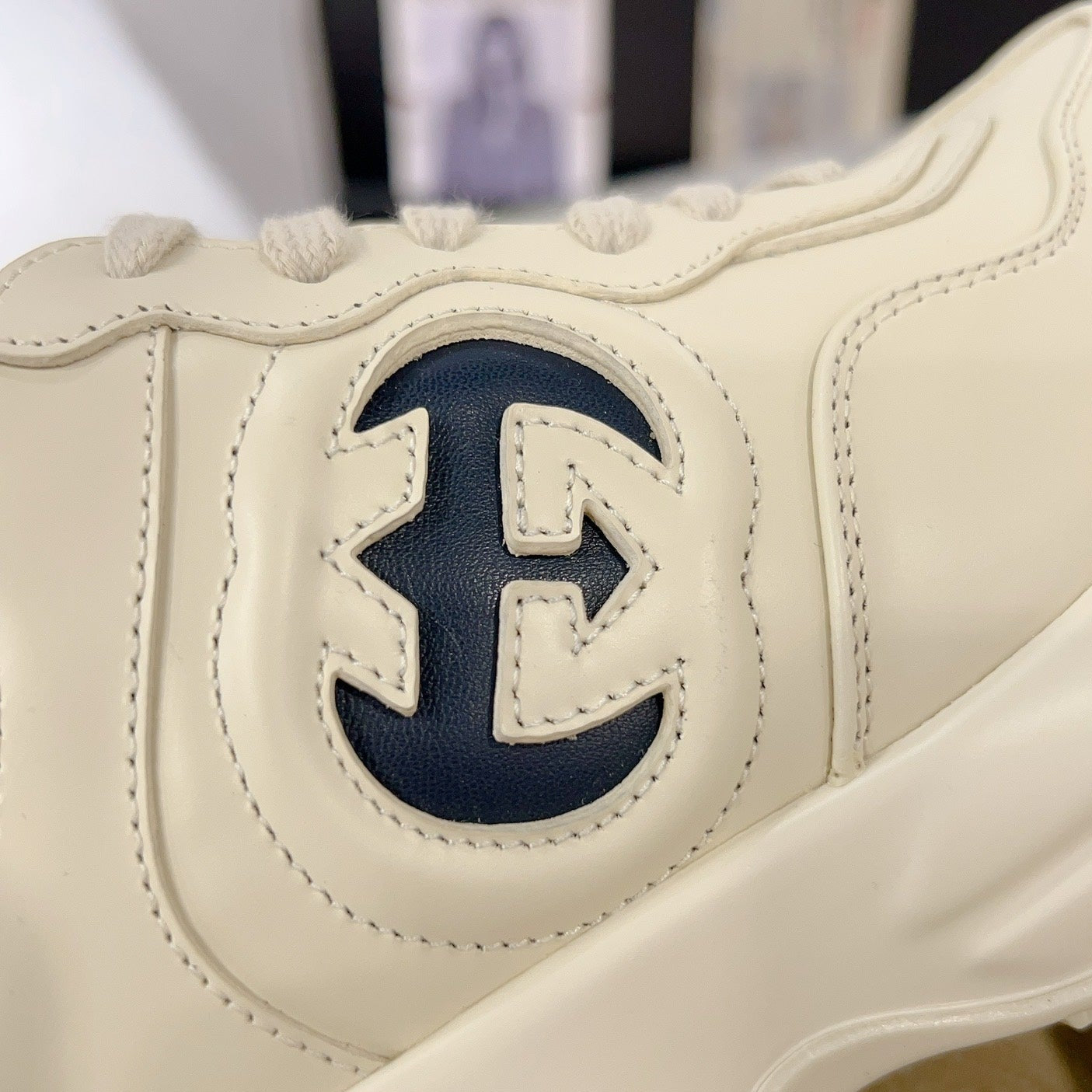 GG Rhyton Trainer Leather White Black