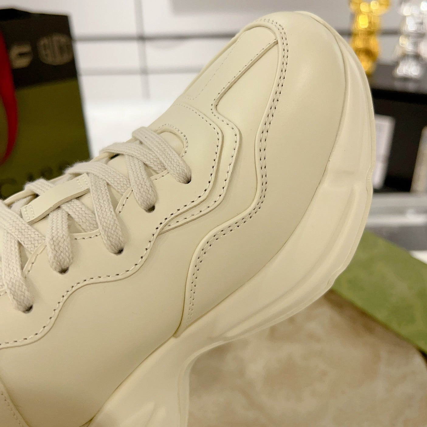 GG Rhyton Trainer Leather White Black