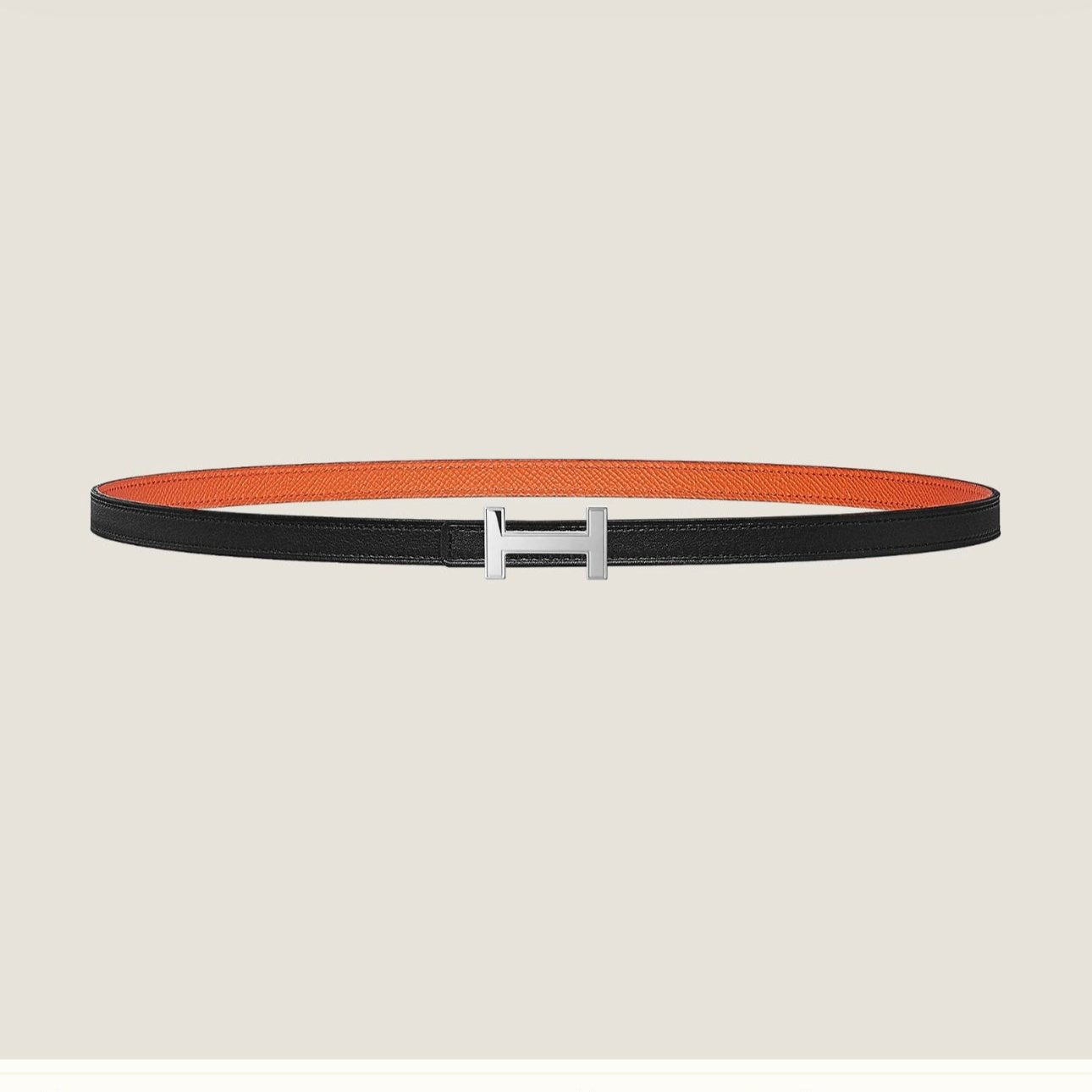HM FOCUS BUCKLE & REVERSIBLE ORANGE AND BLACK LEATHER STRAP 13MM SILVER HARDWARE