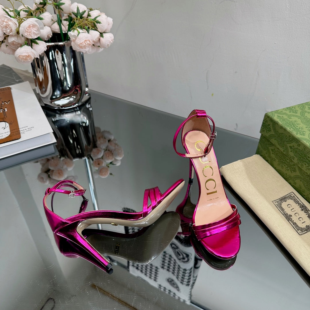 GG 105 HIGH HEEL SANDAL METALLIC PURPLE LAMBSKIN