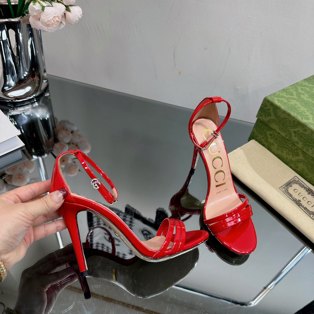 GG 105 HIGH HEEL SANDAL CRIMSON LAMBSKIN