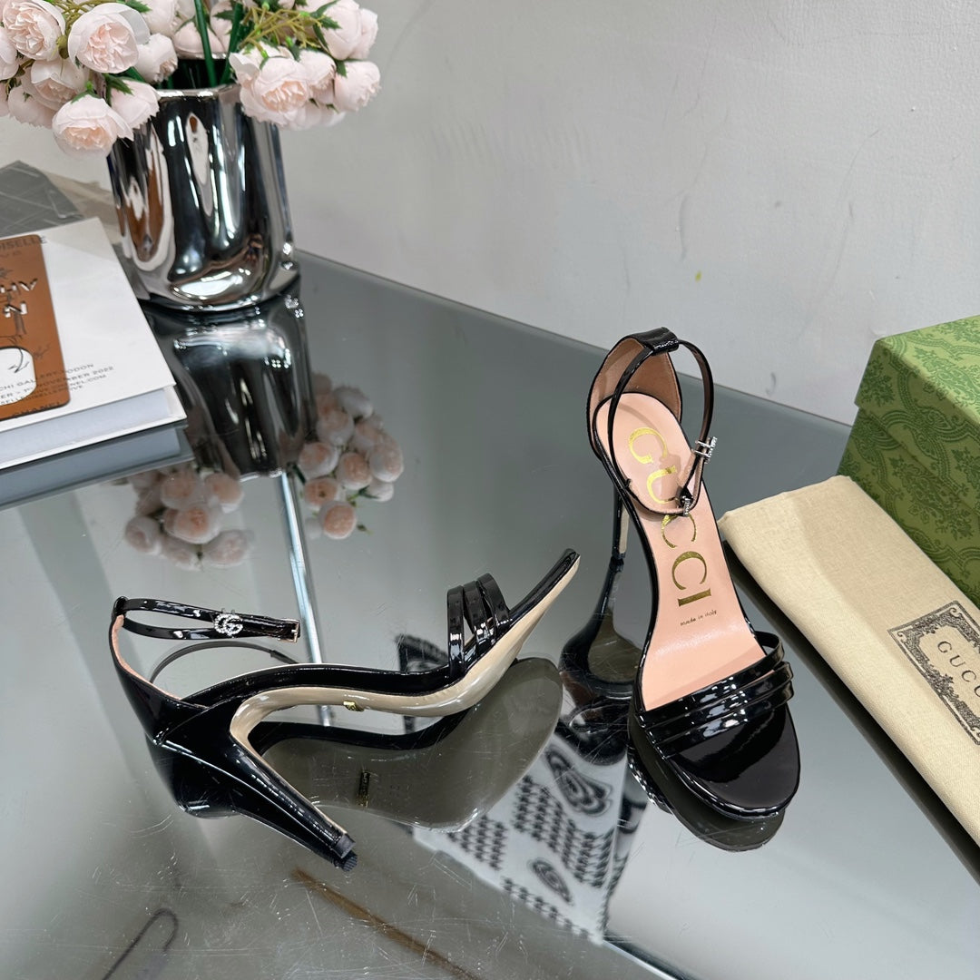 GG 105 HIGH HEEL SANDAL BLACK LAMBSKIN