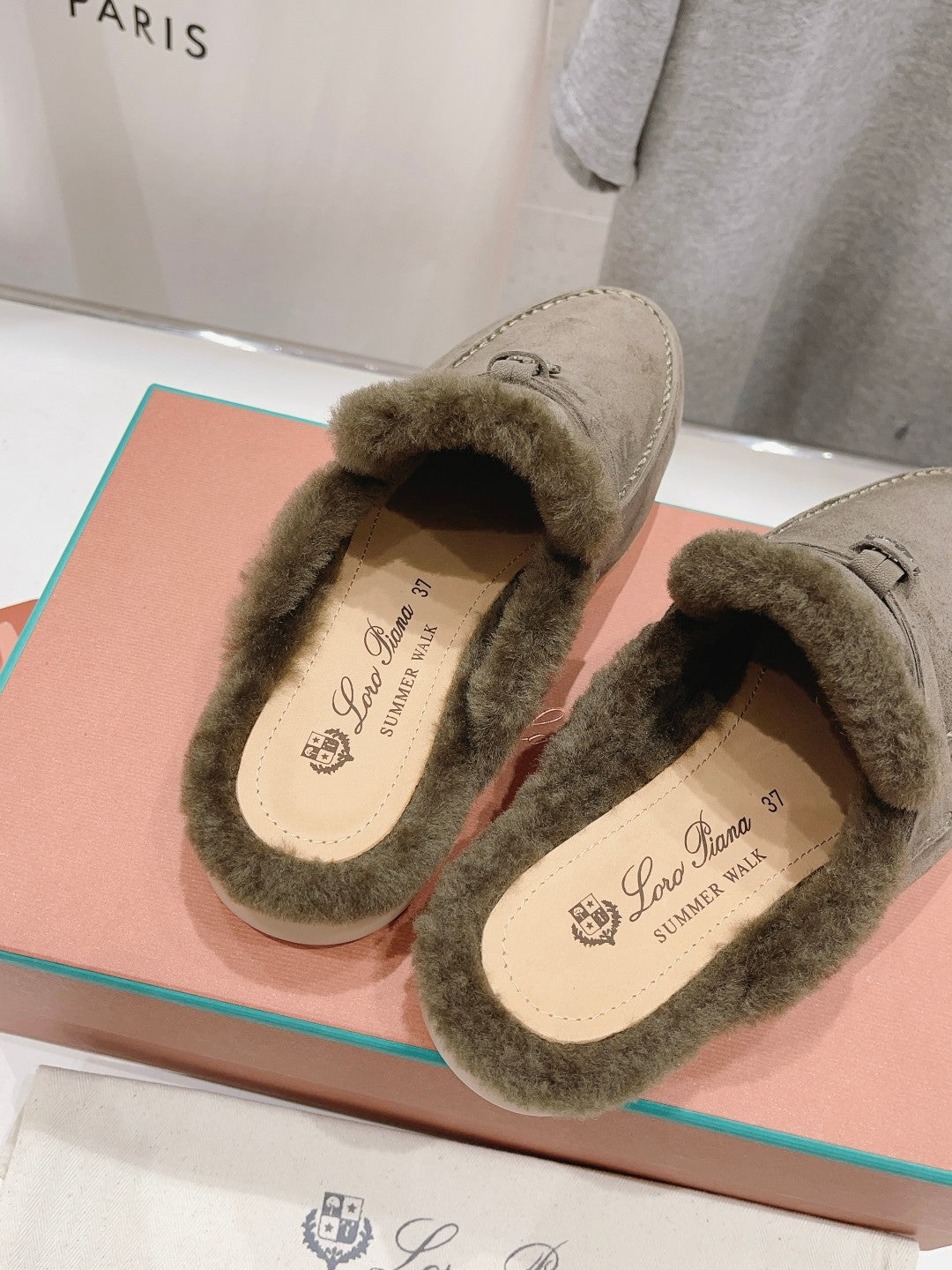 LP CHARMS WALK BABOUCHE LOAFERS ASH BROWN FLEECE