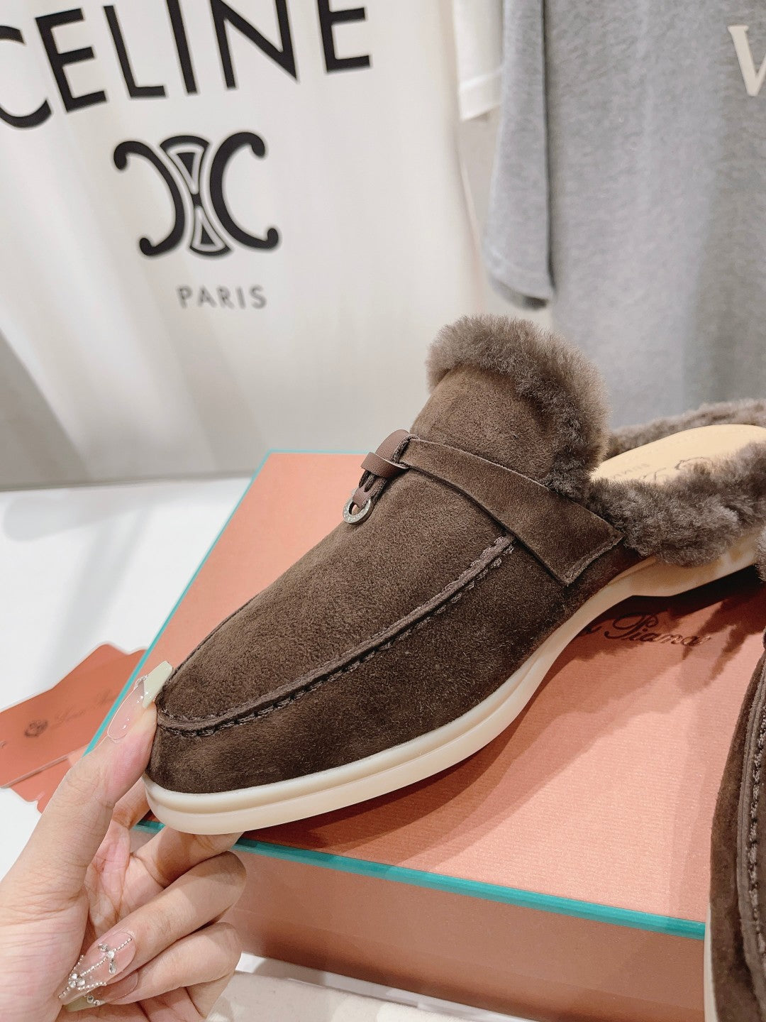 LP CHARMS WALK BABOUCHE LOAFERS BROWN FLEECE