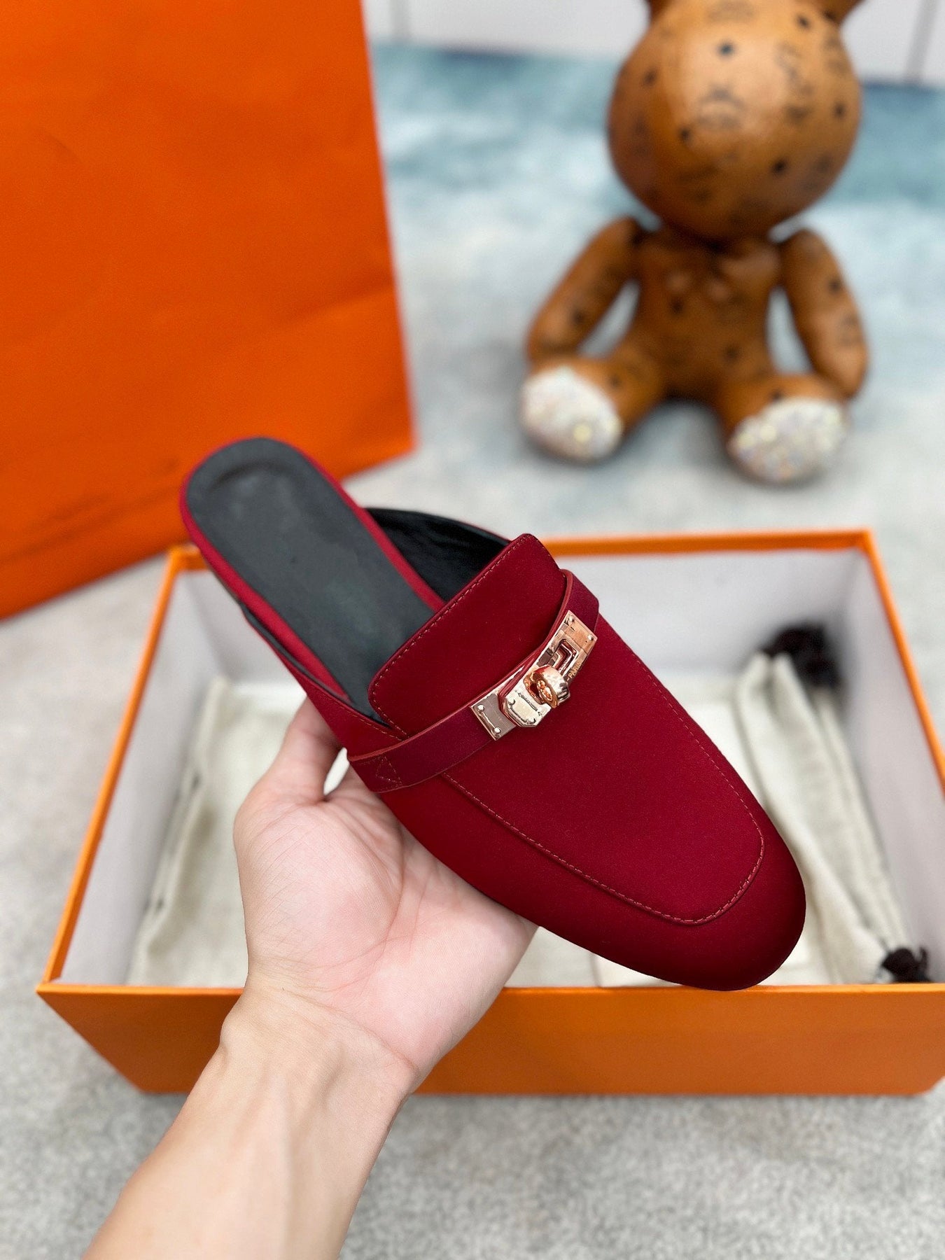 OZ Mule Cherry Silk Thick Cloth/Sheepskin