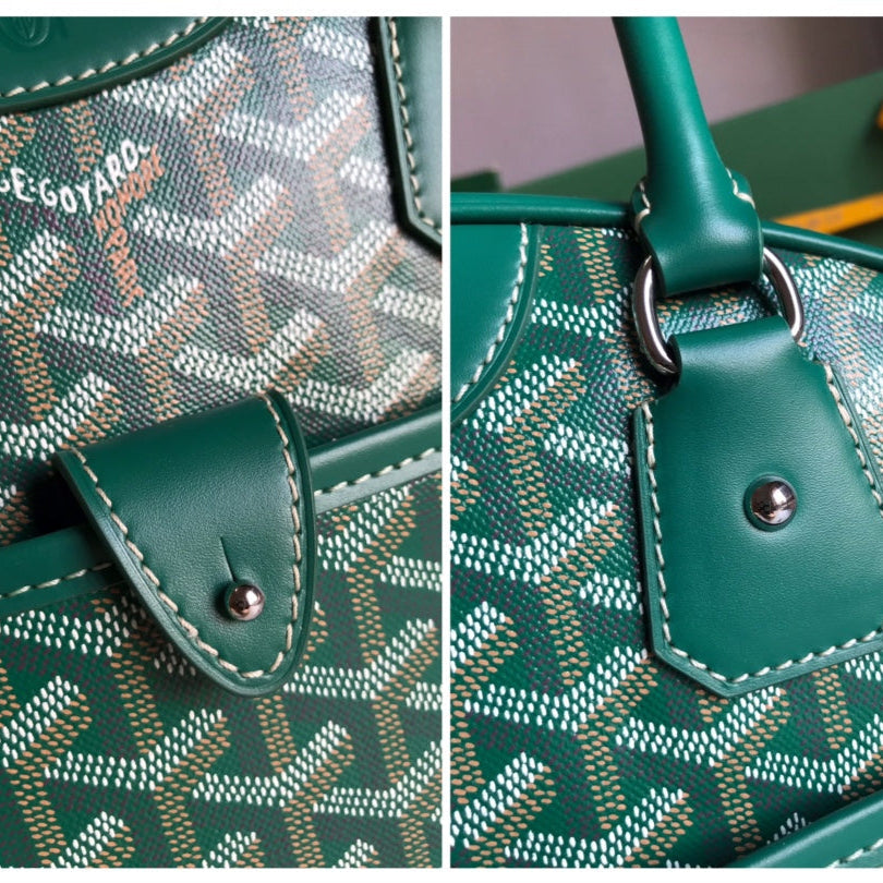 SAINT JEANNE BAG 35 IN GREEN GOYARDINE CANVAS AND CALFSKIN