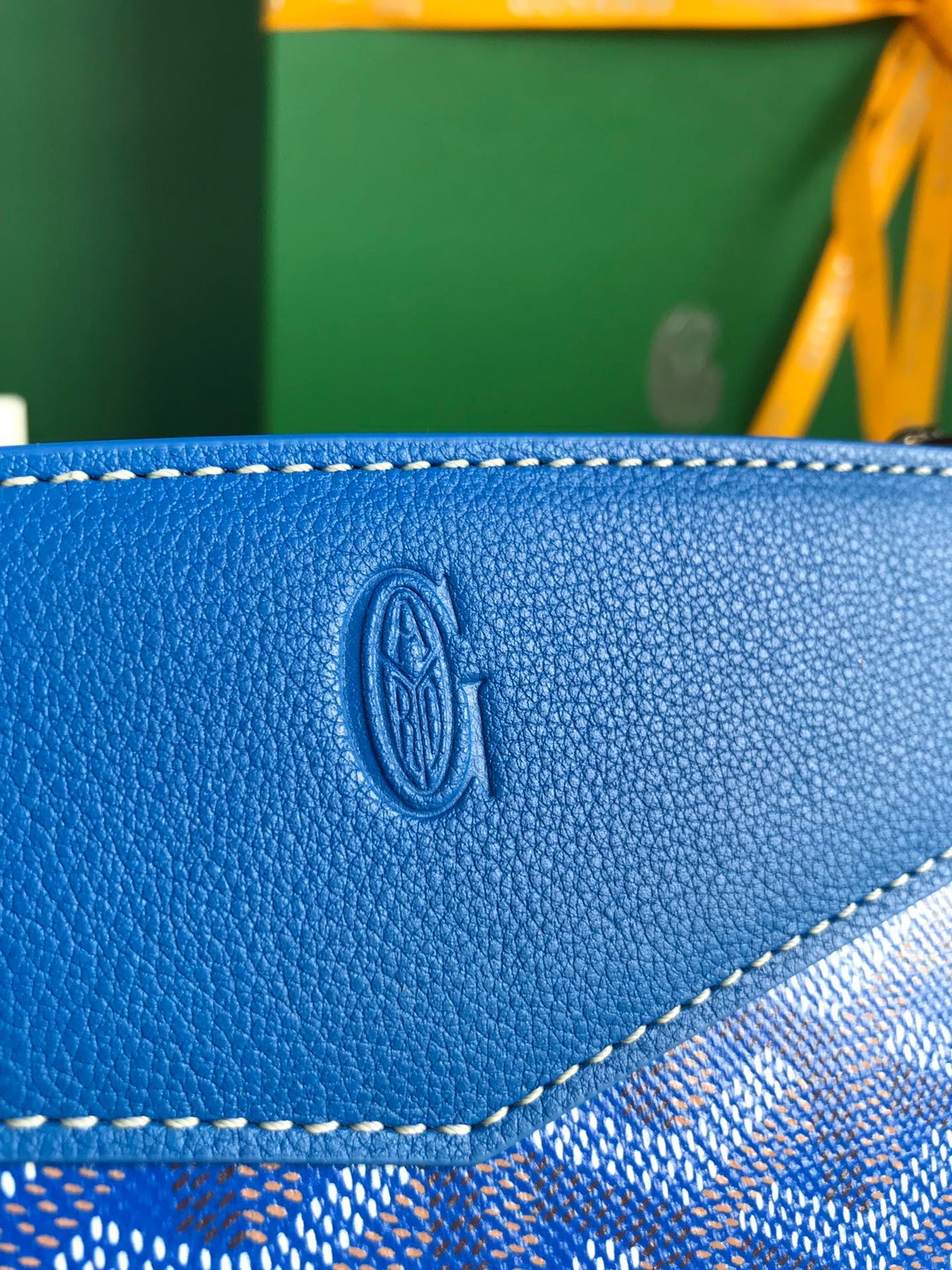 ROUETTE STRUCTURÉ MINI BAG 21 IN SAPPHIRE BLUE GOYARDINE CANVAS AND CALFSKIN