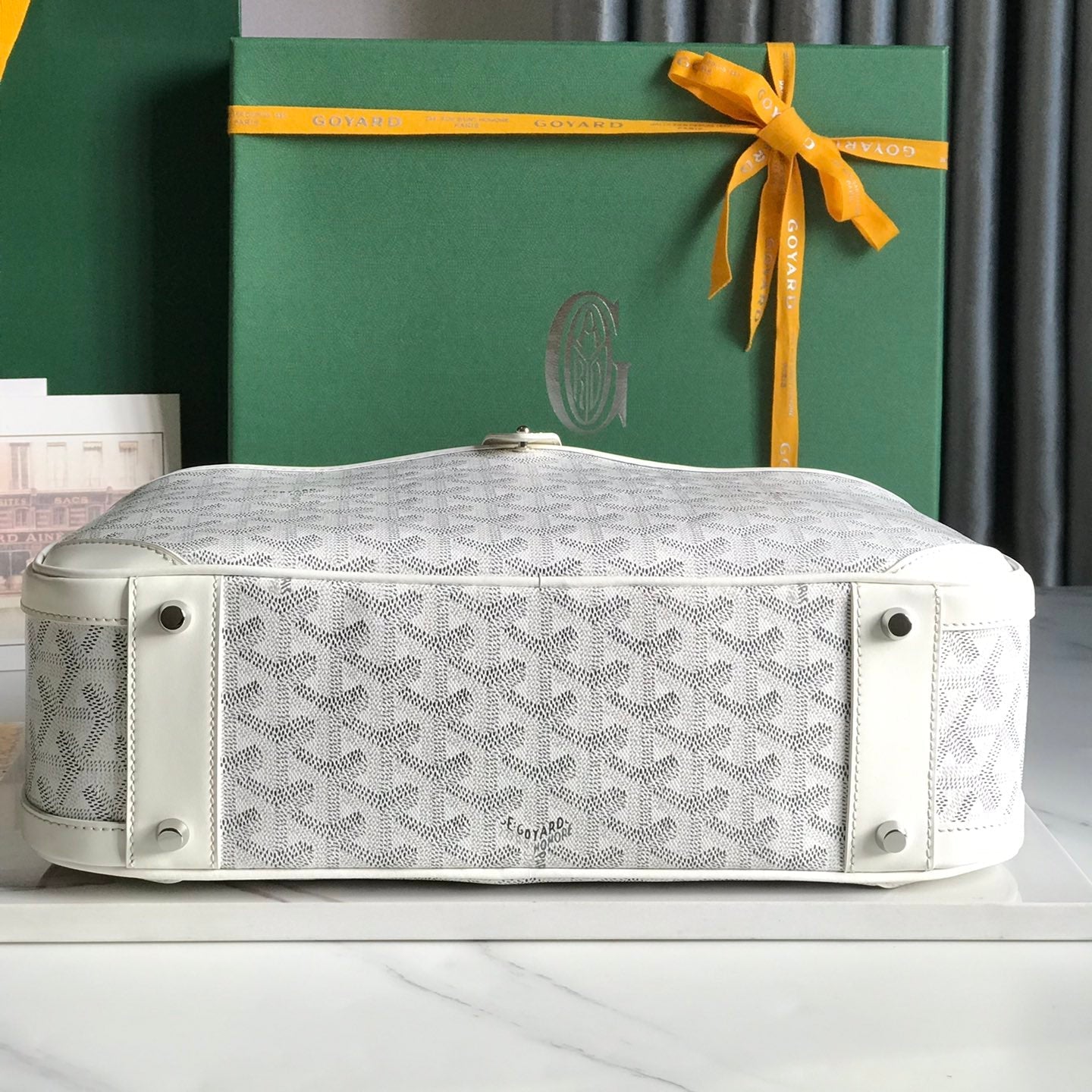 SAINT JEANNE BAG 35 IN WHITE GOYARDINE CANVAS AND CALFSKIN