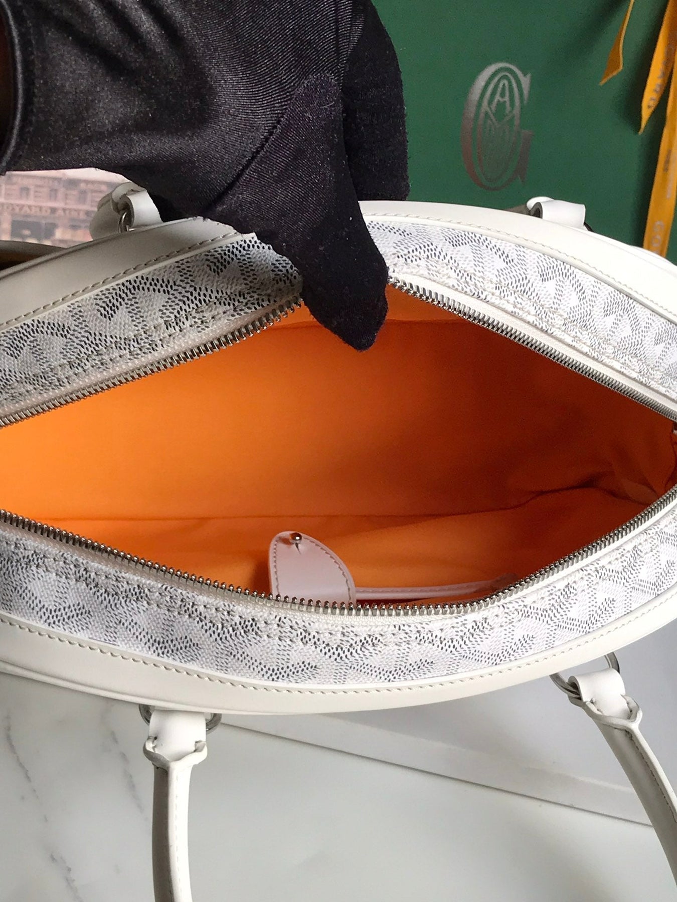 SAINT JEANNE BAG 35 IN WHITE GOYARDINE CANVAS AND CALFSKIN