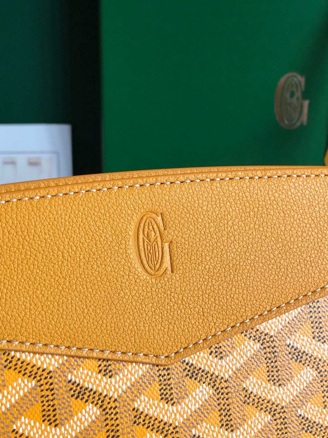 ROUETTE STRUCTURÉ MINI BAG 21 IN YELLOW GOYARDINE CANVAS AND CALFSKIN