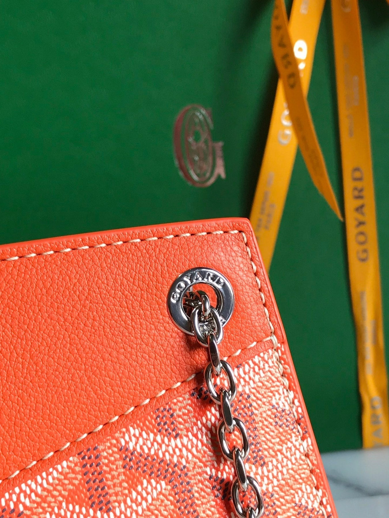 ROUETTE STRUCTURÉ MINI BAG 21 IN ORANGE GOYARDINE CANVAS AND CALFSKIN