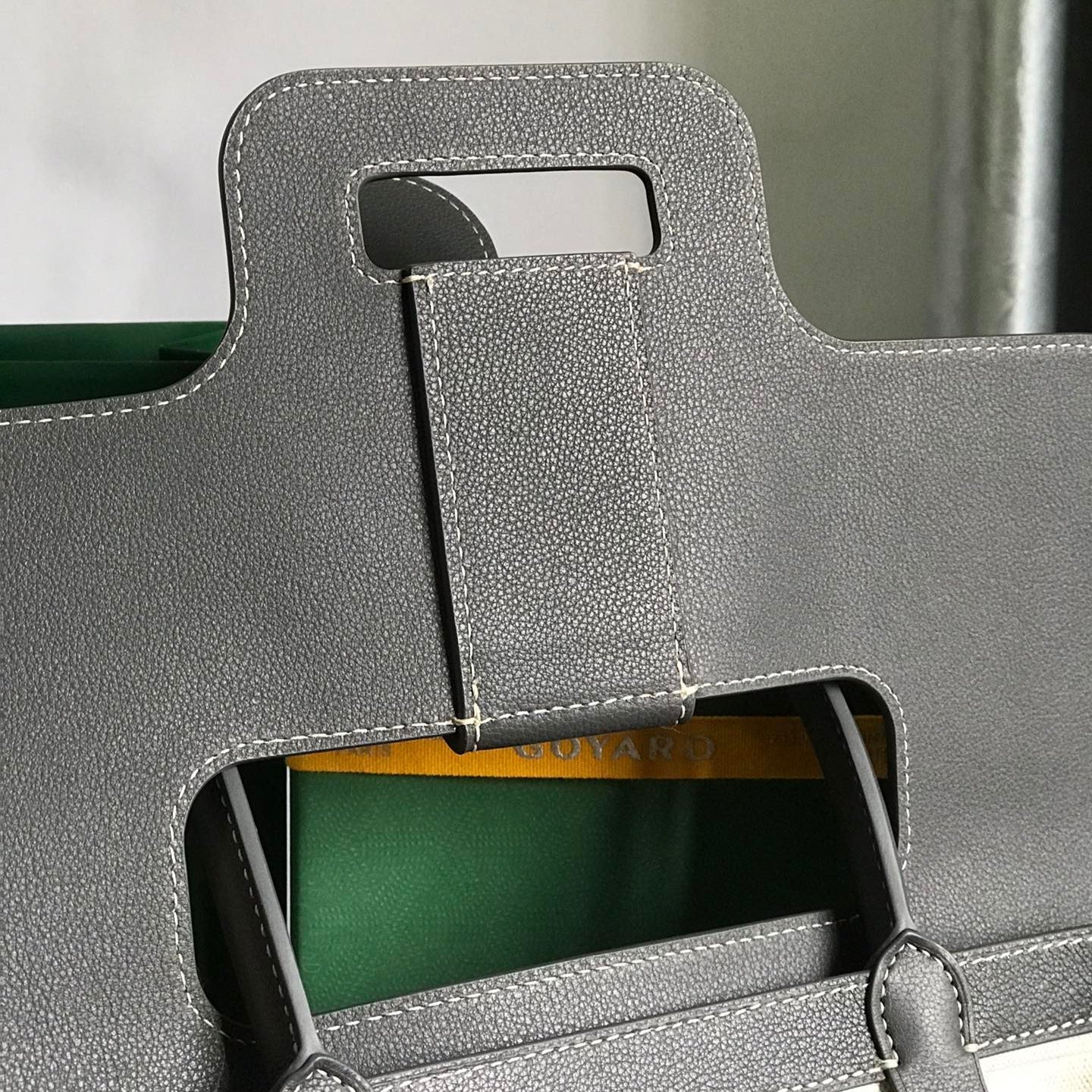 SAIGON SOUPLE BAG 34 IN GREY GOYARDINE CANVAS AND CALFSKIN