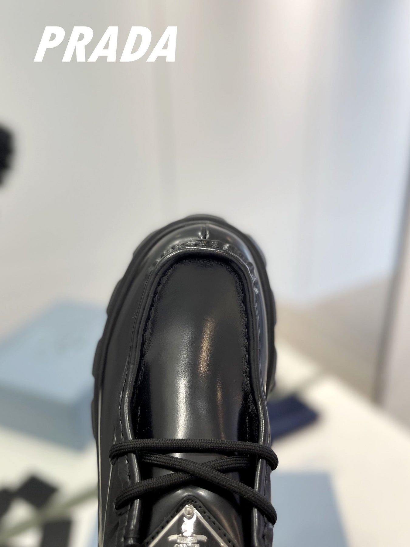 PRA MONOLITH LACE-UP LOAFERS BLACK CALFSKIN