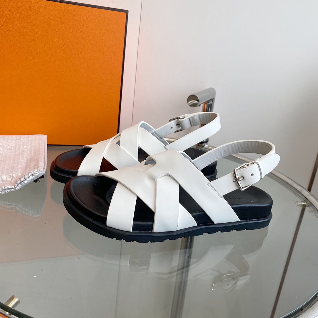 Genius Sandal Slingback White Calfskin Leather