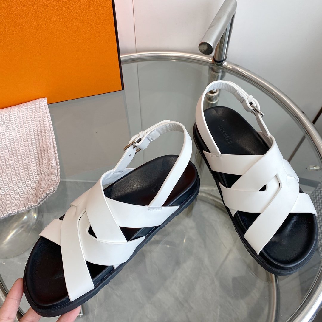 Genius Sandal Slingback White Calfskin Leather