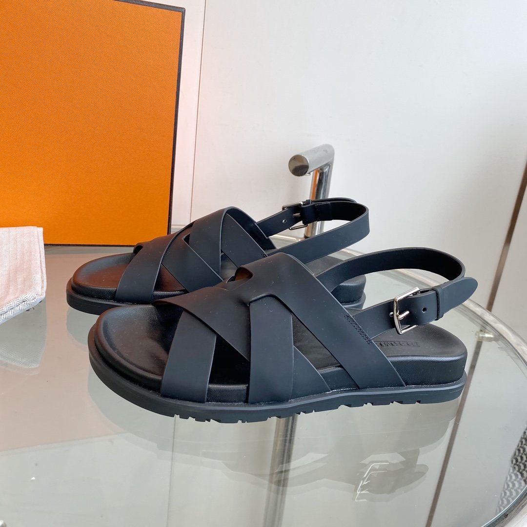 Genius Sandal Slingback Black Calfskin Leather