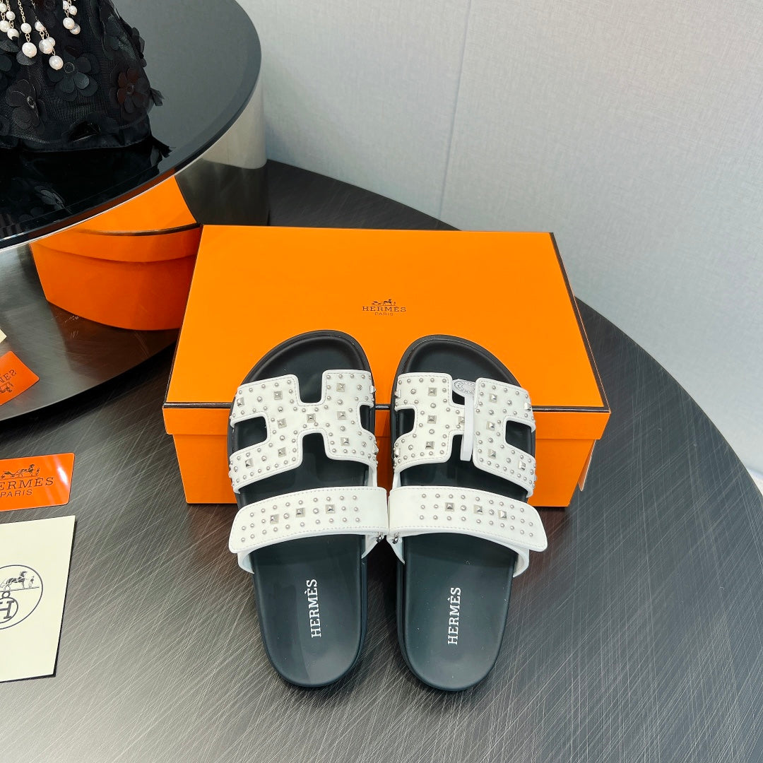 CHYPRE SANDAL WHITE MIX BLACK CALFSKIN SPECIAL