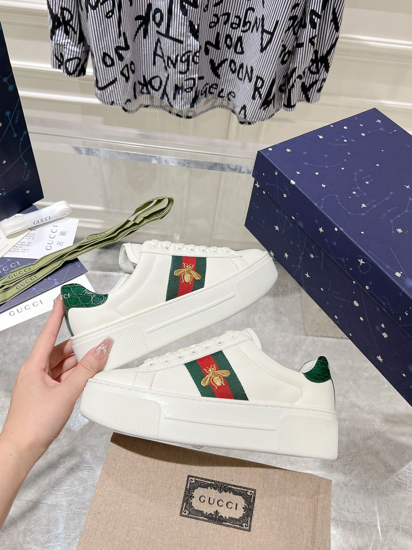 GG ACE 30 SUPREME TRAINER WHITE CALFSKIN