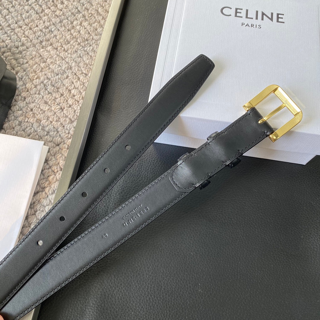 BELT 25MM IN BLACK REVERSIBLE ITALIAN CALFSKIN WITH VINTAGE GOLD BUCKLE