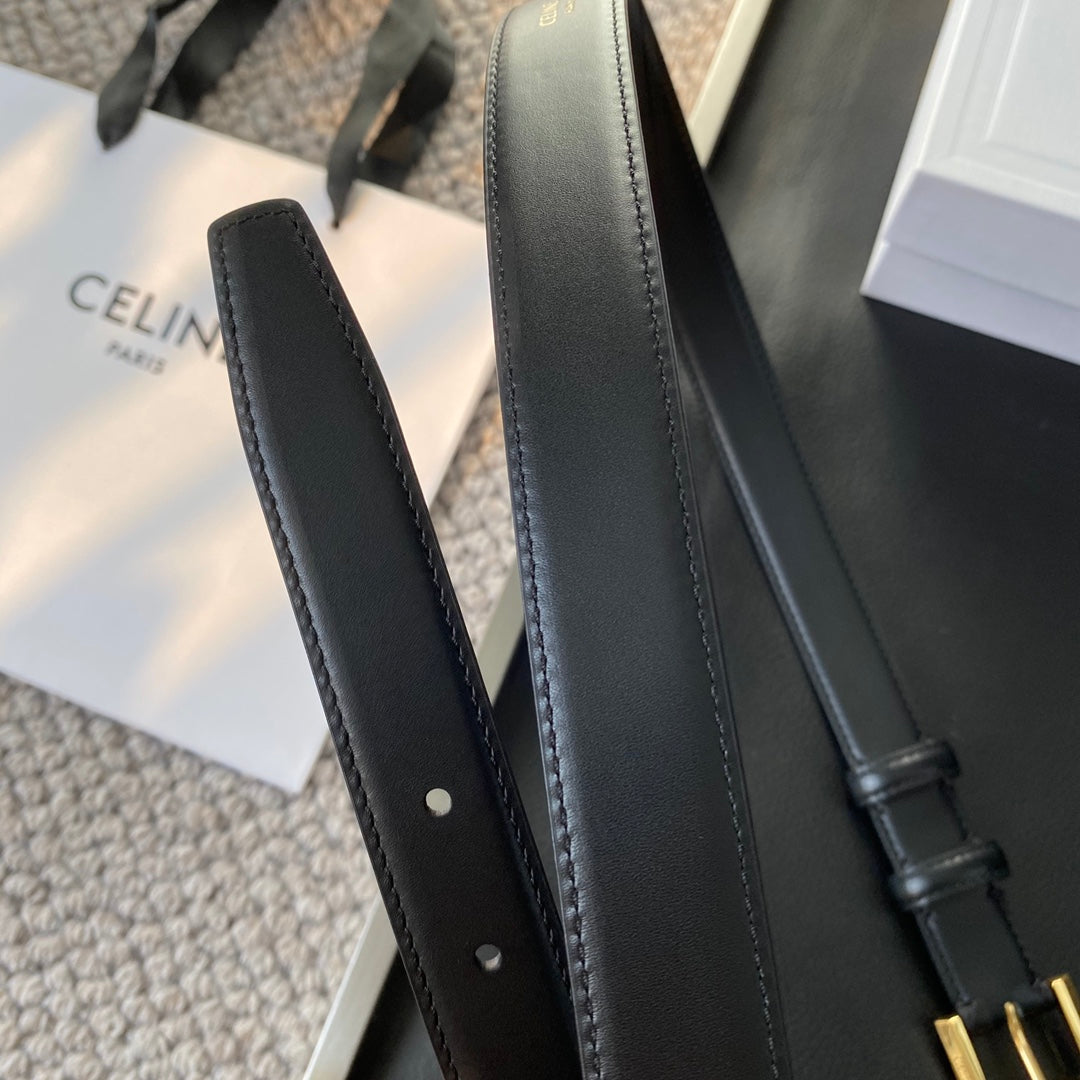 BELT 25MM IN BLACK REVERSIBLE ITALIAN CALFSKIN WITH VINTAGE GOLD BUCKLE