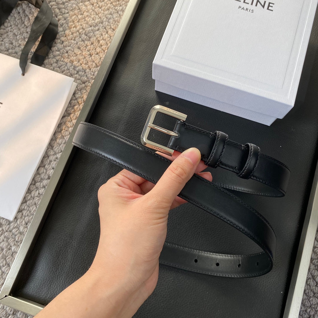 BELT 25MM IN BLACK REVERSIBLE ITALIAN CALFSKIN WITH VINTAGE SILVER BUCKLE