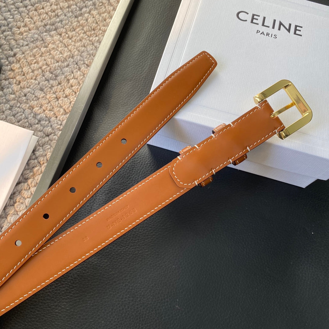 BELT 25MM IN BROWN REVERSIBLE ITALIAN CALFSKIN WITH VINTAGE GOLD BRASS BUCKLE