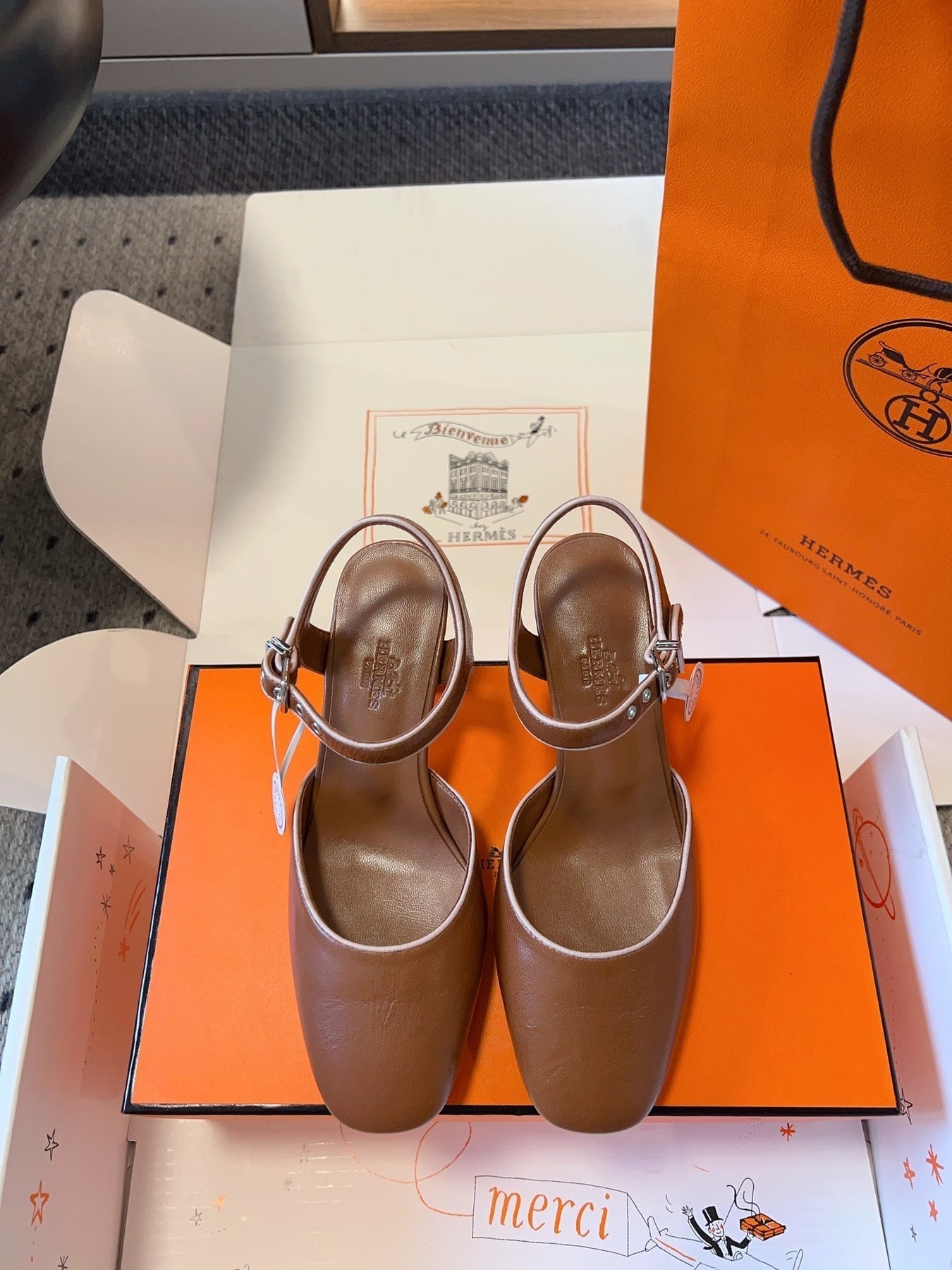 KLEO HIGH SLINGBACK IN BRONZE BROWN CALFSKIN