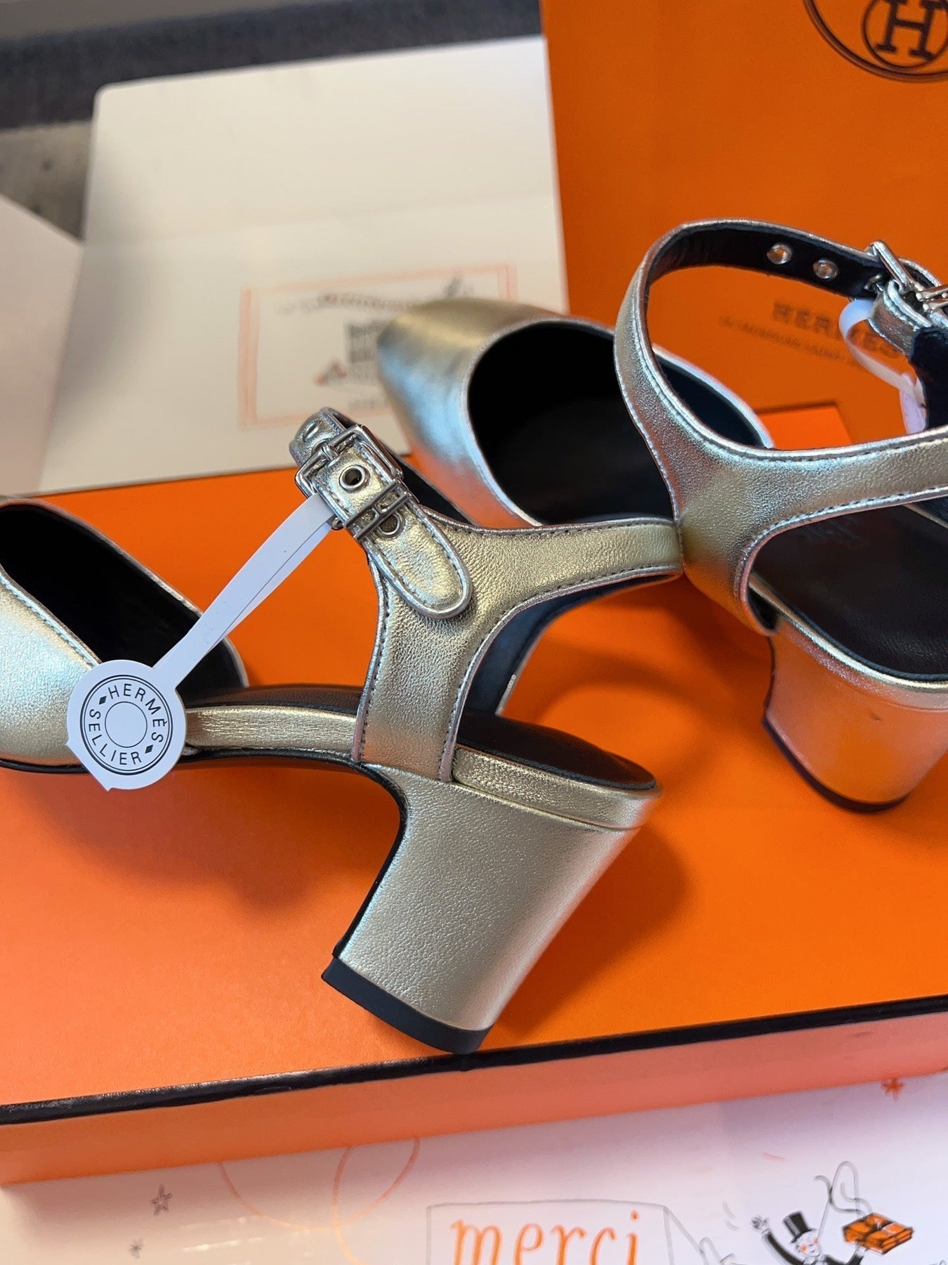 KLEO HIGH SLINGBACK IN SILVER CALFSKIN