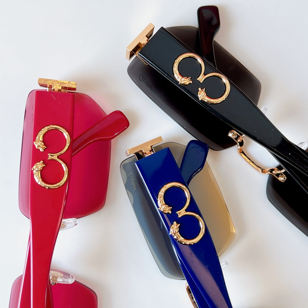 PANTHÈRE RIMLESS RECTANGULAR FRAME SUNGLASSES CT0637S IN METAL