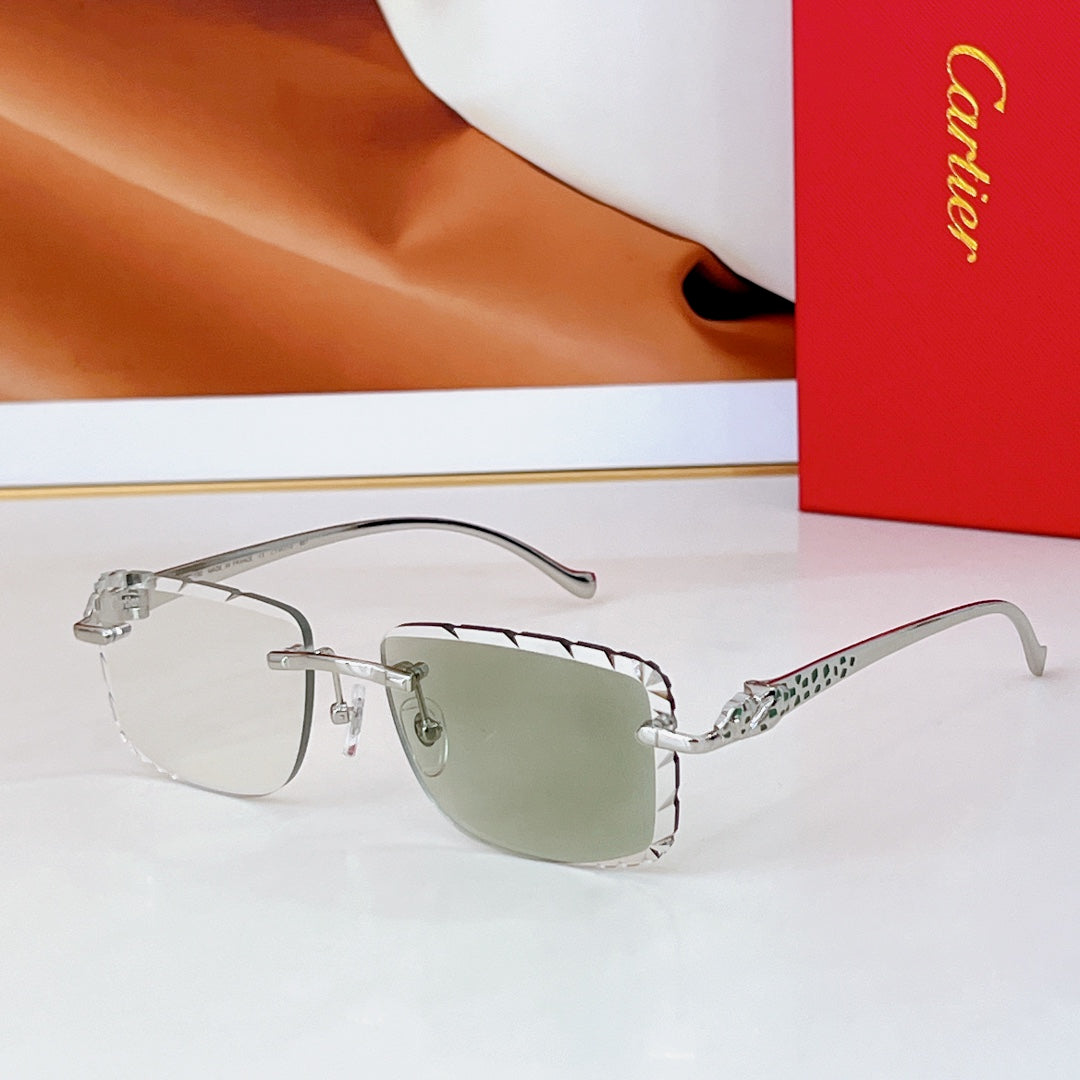 PANTHÈRE PHOTOCHROMIC LENSES RIMLESS SQUARE FRAME SUNGLASSES 580850 IN METAL