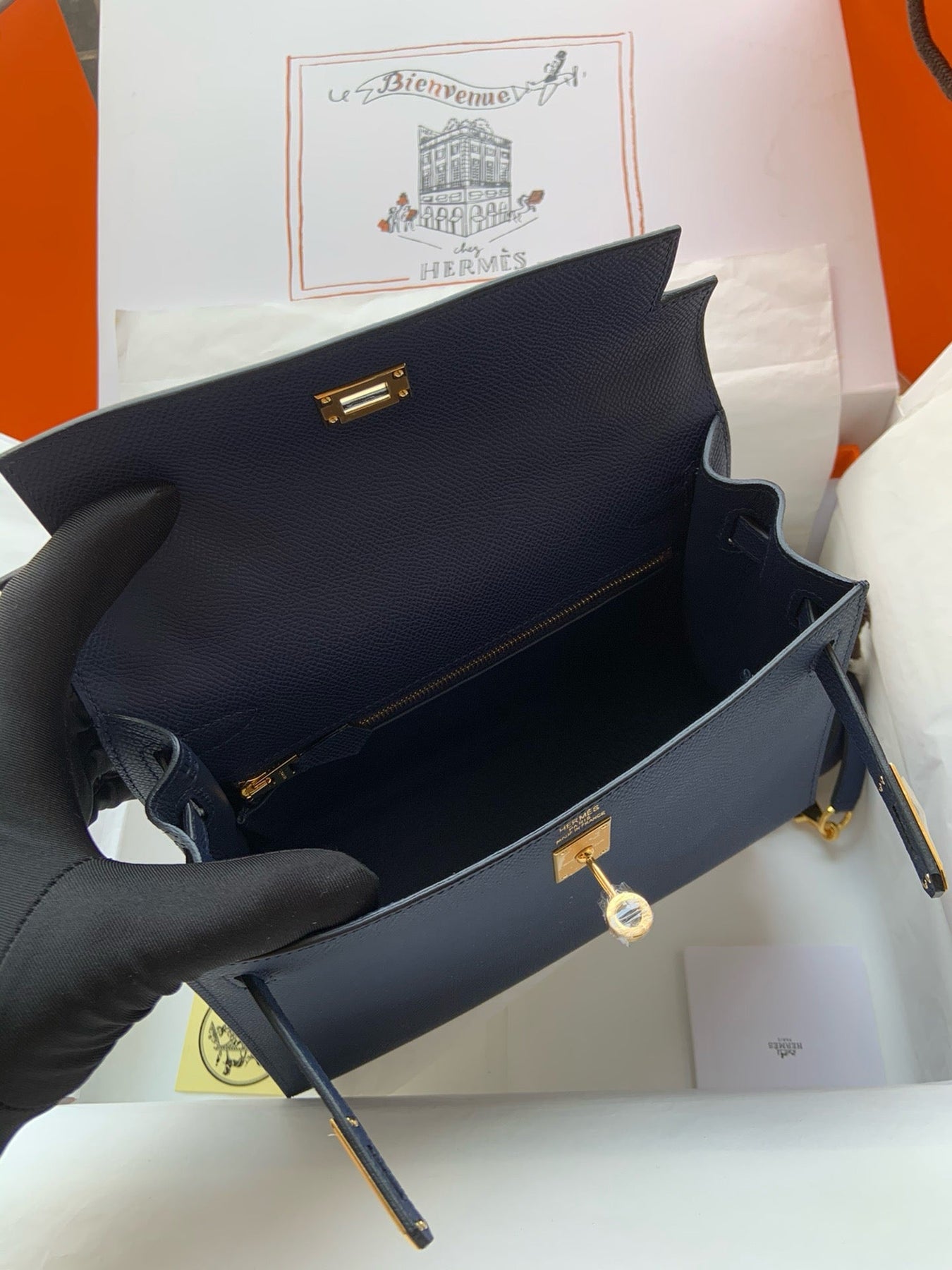 HERM Kelly, 25cm, Deep Blue, Epsom