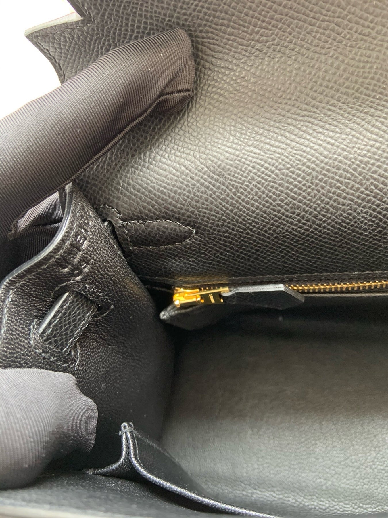 HERM Kelly, 25cm, Noir, Epsom