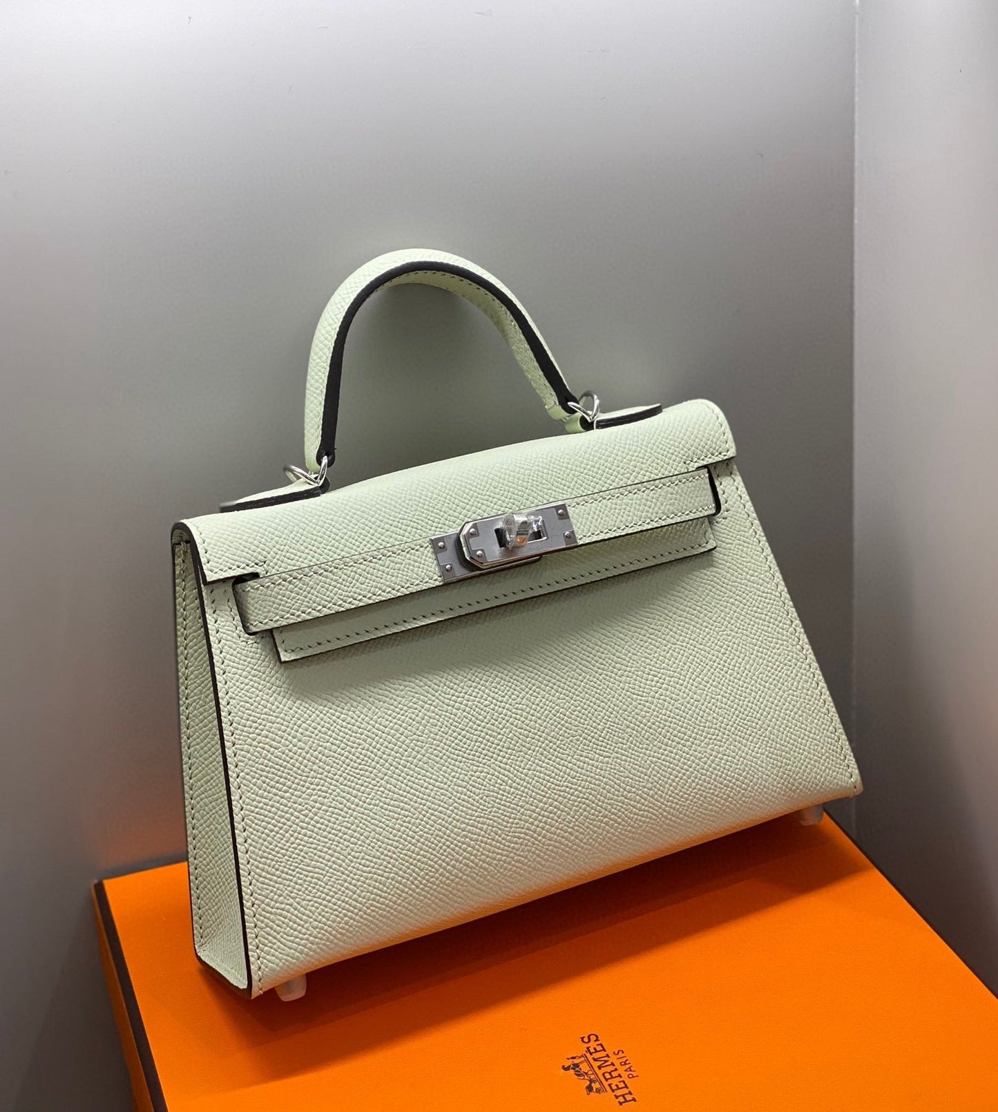 HM KELLY MINI 20 SEAFOAM EPSOM SILVER HARDWARE