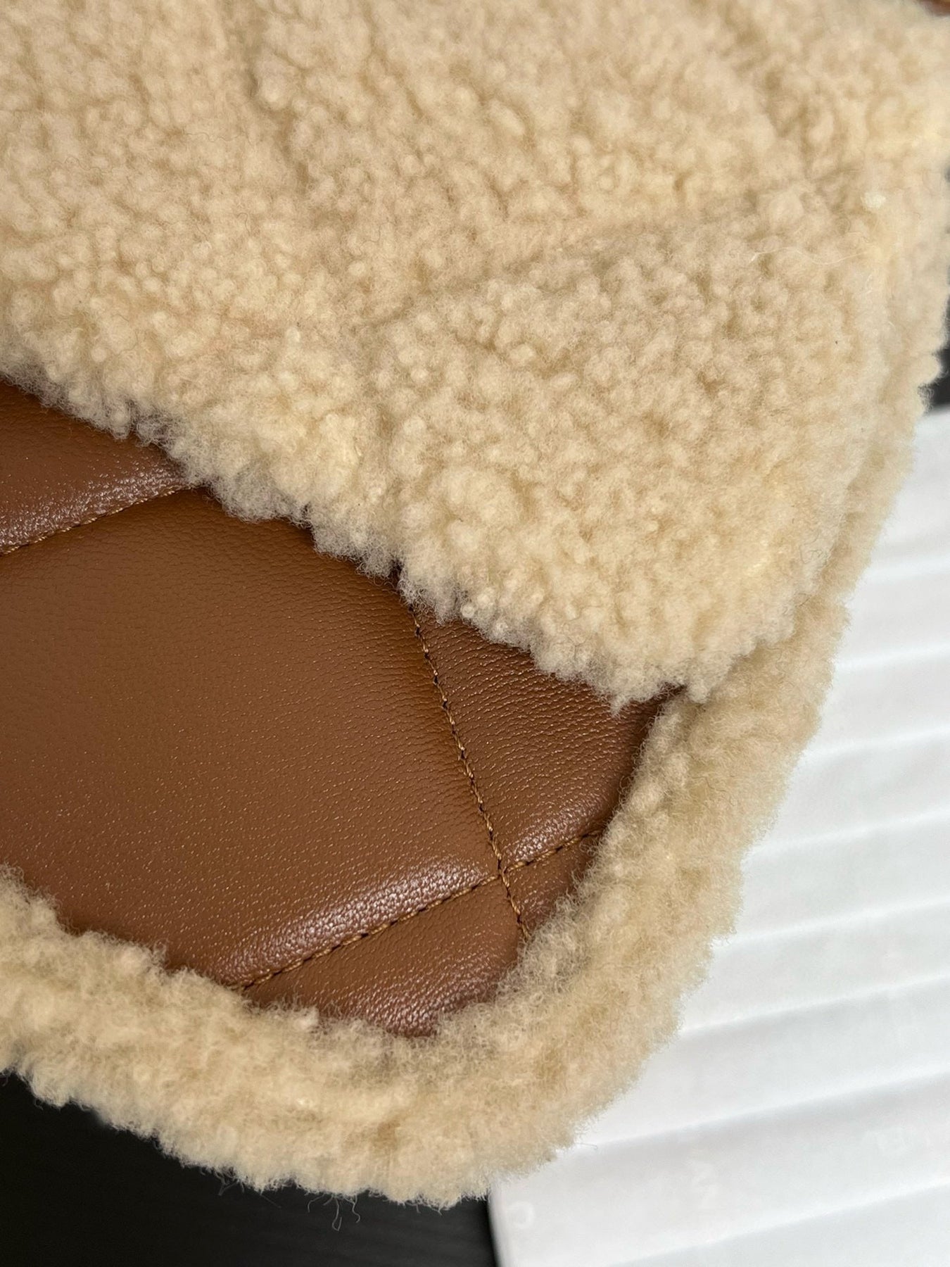 CC 24K TEDDY WOOL BAG LAMBSKIN IN BROWN
